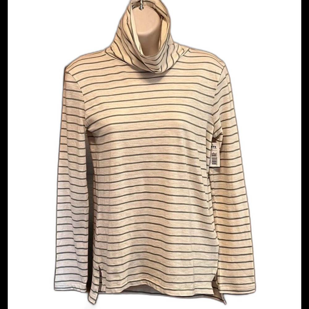 NWT Madewell Turtleneck Ronnie Striped Womens XXS Green Academia Lightweight Y2K